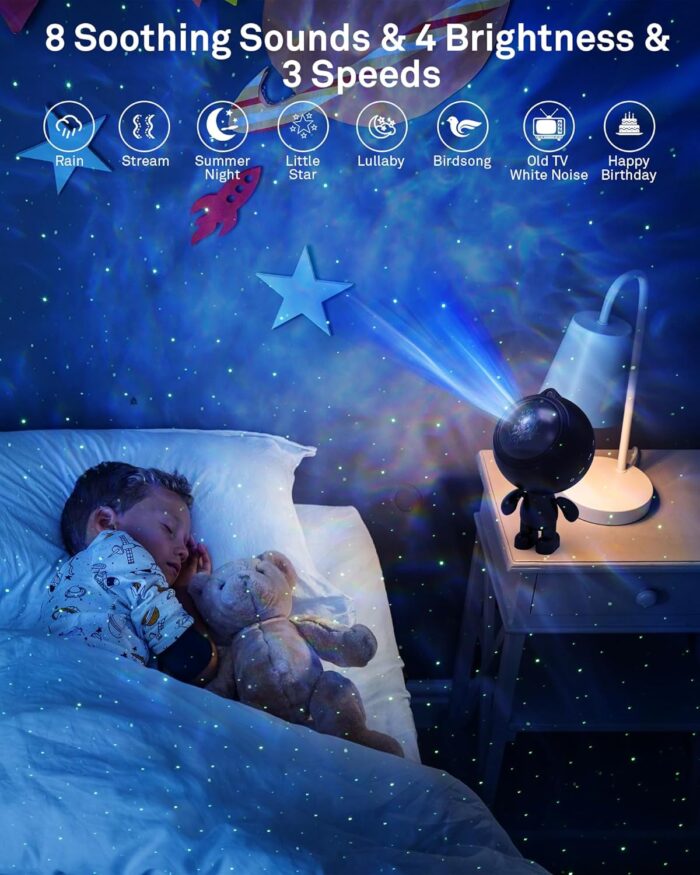 AIRIVO Astronaut Galaxy Projector, Star Projector for Bedroom, Robot Galaxy Projector Night Light for Kids, Bluetooth Speaker Ceiling Projector, Room Decor Gifts for Adults, Teens, Christmas - Image 2
