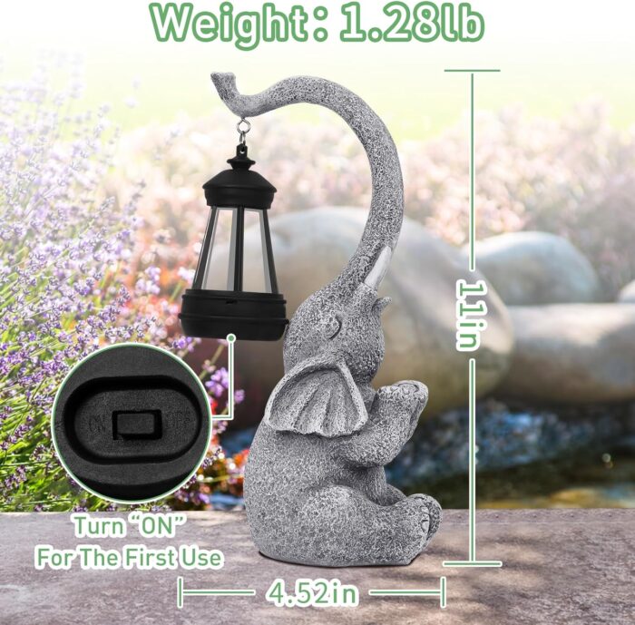 RICHIE Womens Gifts Elephant Statue Solar Garden Decor，Outside Decor Sculptures Statues Lawn Ornaments Art for Home/Patio/Balcony/Front – Unique Gifts for Grandma/Mom/Mother - Image 6