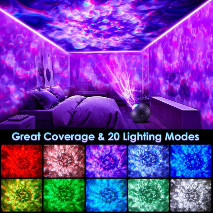 One Fire Galaxy Projector, Vibrant Galaxy Light Projector, White Noise & Bluetooth Projector Lights for Bedroom,Remote Timer Kids Night Light Projector,Cute Room Decor for Teen Girl Gifts Trendy Stuff - Image 2