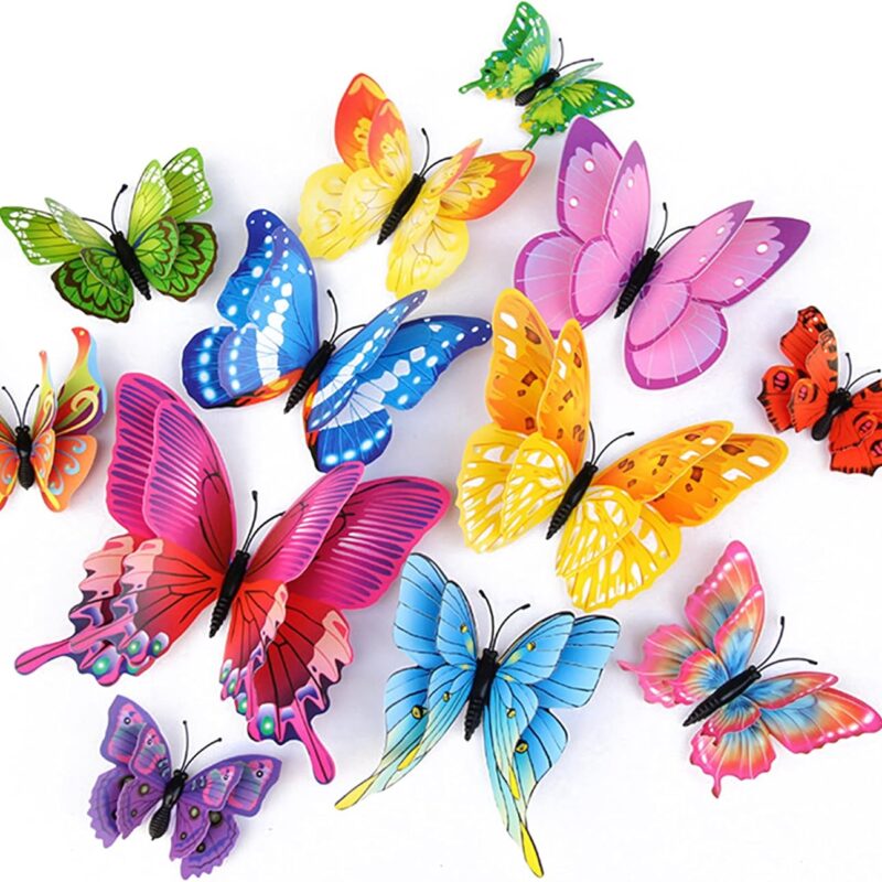 Butterfly Wall Decor 24/48 PCS, 3D Butterflies Stickers for Party Decorations with Magnets(Colorful, 24)