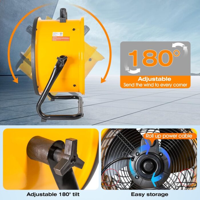 iLiving 16 in. Low Noise Turbo Fan 2687 CFM 3-Speed Portable Air Circulator for Shop, Office, Greenhouse, Home and Warehouse - Image 5
