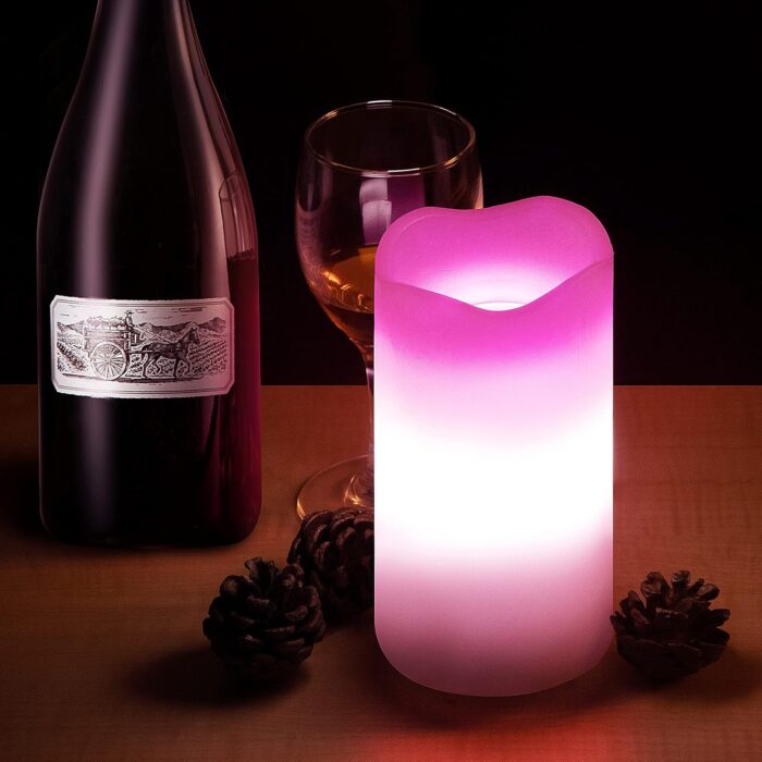 Valentines Day Flameless Candles Romantic Pink Heart Projector Lights Battery Operated Night Light with Remote and Timer, LED Candle Home Decorations - Image 3