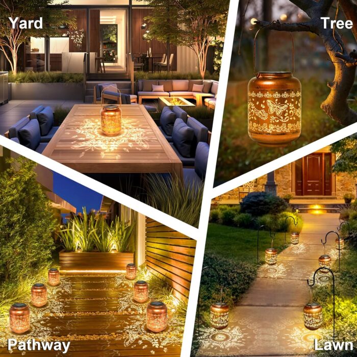 Butterfly Solar Lanterns Outdoor Hanging Waterproof Butterfly Garden Decor Christmas Gifts for Women Mom Grandma Metal Solar Lights Decoration Outside for Yard, Patio,Pathway Landscape - Image 7