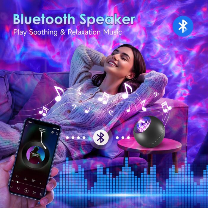 One Fire Galaxy Projector, Vibrant Galaxy Light Projector, White Noise & Bluetooth Projector Lights for Bedroom,Remote Timer Kids Night Light Projector,Cute Room Decor for Teen Girl Gifts Trendy Stuff - Image 4