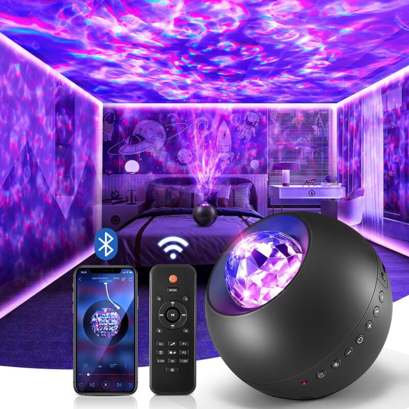 One Fire Galaxy Projector, Vibrant Galaxy Light Projector, White Noise & Bluetooth Projector Lights for Bedroom,Remote Timer Kids Night Light Projector,Cute Room Decor for Teen Girl Gifts Trendy Stuff