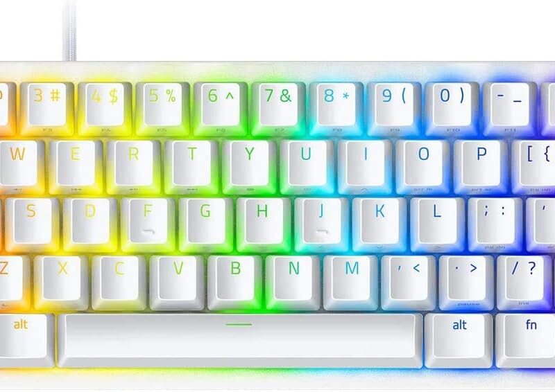 Razer Huntsman Mini 60% Gaming Keyboard: Fast Keyboard Switches - Clicky Optical Switches - Chroma RGB Lighting - PBT Keycaps - Onboard Memory - Snap Tap - White