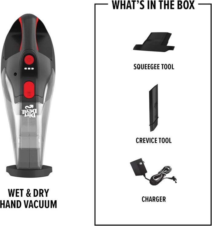 Dirt Devil 16V Cordless Handheld Vacuum Cleaner, Powerful Suction, Lightweight, Hand Vac for Wet and Dry Pickups, Includes Crevice Tool and Rechargeable Battery, Portable Vacuum Cleaner - Image 8