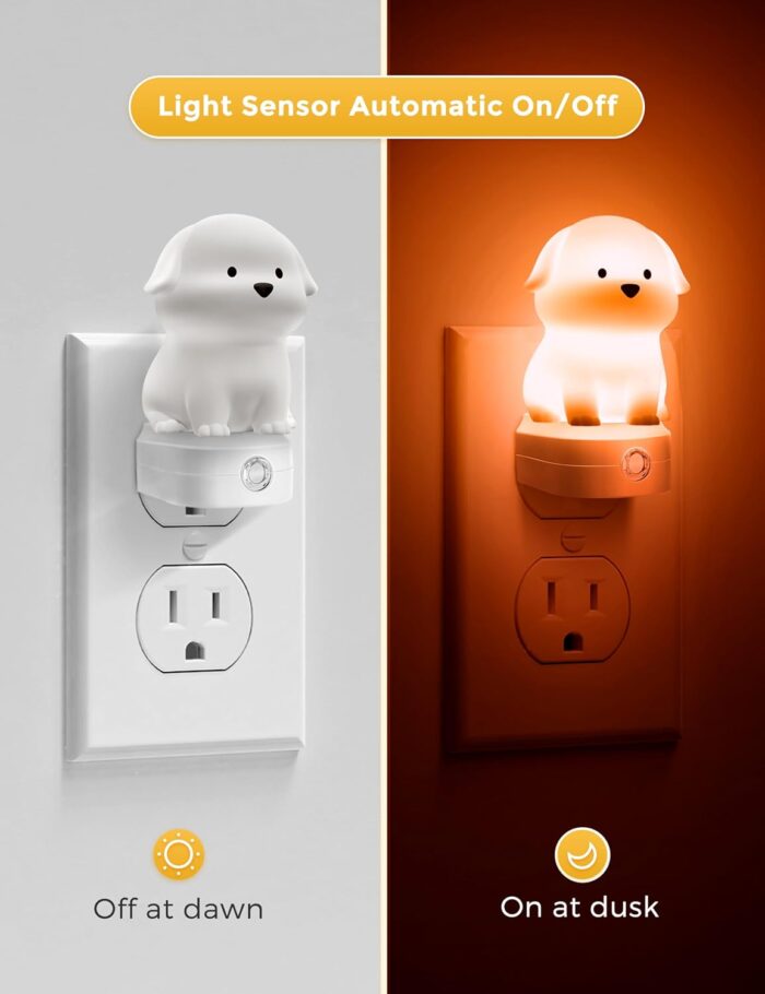 L LOHAS LED Plug in Night Light for Kids, 3D Cute Puppy Night Light with Dusk to Dawn Sensor, RGB+Soft White 3000K Dog Night Light, Christmas Birthday Gift Nightlight for Kids, Room Decor - Image 2