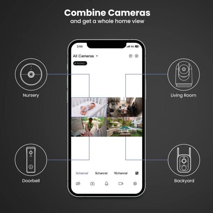 Feit Electric Smart Security Camera, 2.4GHz WiFi Smart Home Camera with Motion Detection, Night Vision, 2-Way Audio, 1080p HD Battery Powered, White, CAM/WM/WiFi/BAT - Image 9
