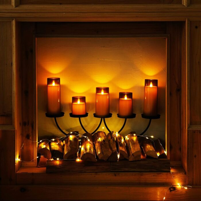 Homemory Gray Flickering Flameless Candles, Battery Operated Acrylic LED Pillar Candles with Remote Control and Timer, Set of 5 - Image 3