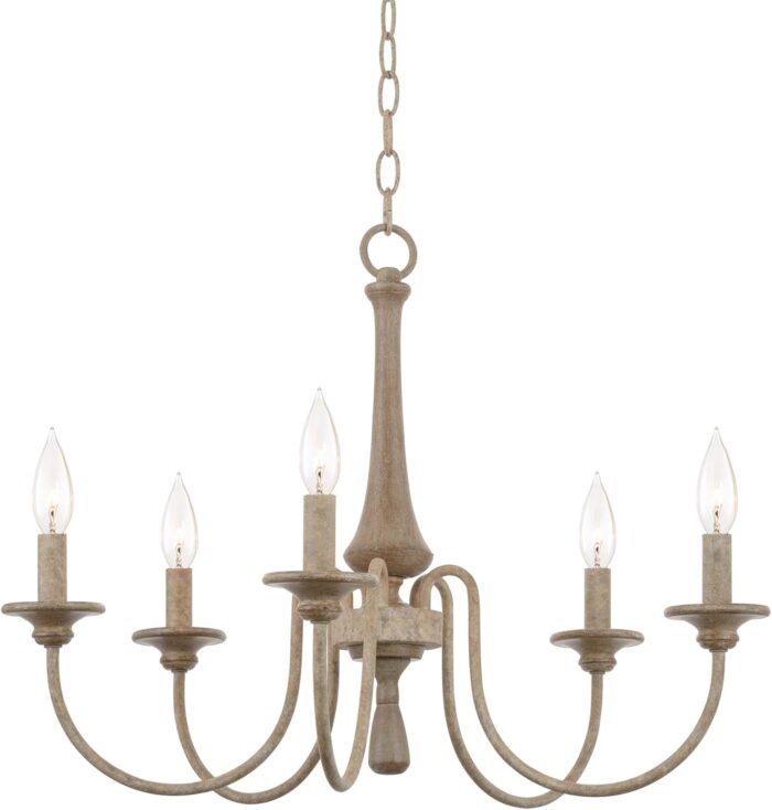 Kira Home Sherbrooke 24" 5-Light French Country Chandelier, Adjustable Height, Smoked Cedar Finish