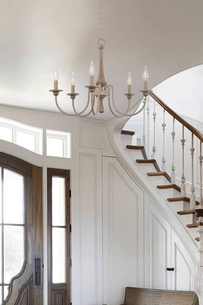Kira Home Sherbrooke 24" 5-Light French Country Chandelier, Adjustable Height, Smoked Cedar Finish - Image 5