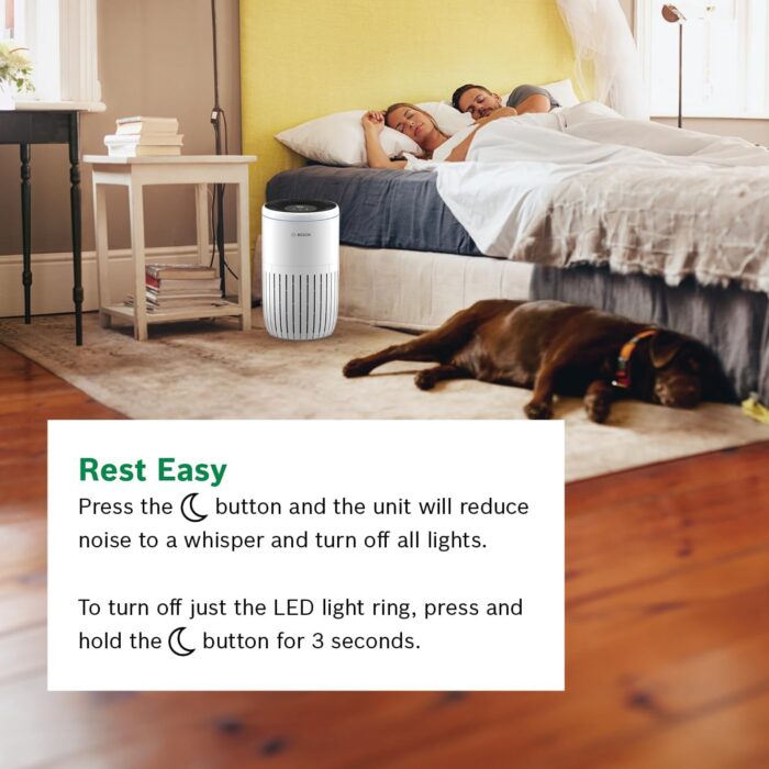 BOSCH Air Purifier for Home, Large Spaces (Covers, 2745-sq ft), 4-in-1 Filter for Pollen, Viruses, Smoke, Dust, Dander, Outdoor Pollution, Odors, HEPA, ENERGY STAR, Air 6000, White - Image 3