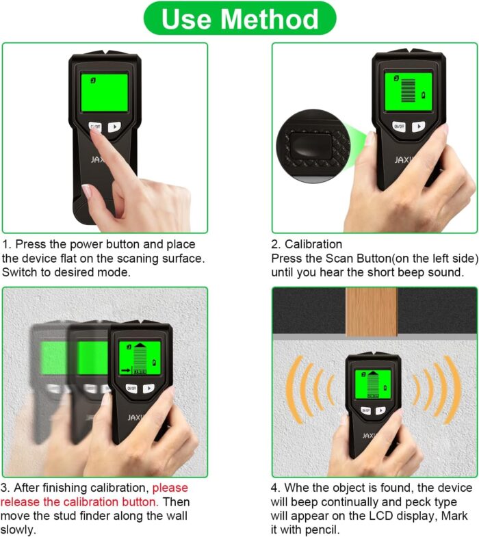 Stud Finder Wall Scanner - 5 in 1 Stud Finder Tool w/Microprocessor Chip and HD LCD Display, Stud Detector Beam Finders for the Center and Edge of Wood AC Wire Metal Studs Joist Pipe (Coal) - Image 8