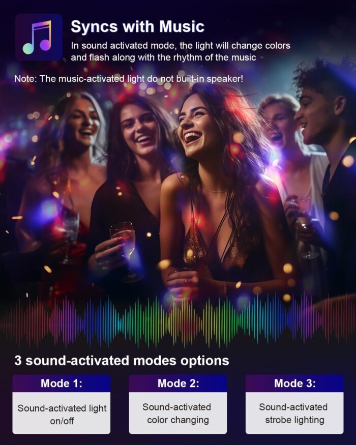 Luditek Sound Activated Party Lights with Remote DJ Lighting, Disco Ball Strobe Stage Light for Home Room Dance Parties Birthday Karaoke Stocking Stuffers New Years Eve Halloween Christmas Decorations - Image 5