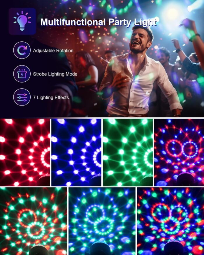 Luditek Sound Activated Party Lights with Remote DJ Lighting, Disco Ball Strobe Stage Light for Home Room Dance Parties Birthday Karaoke Stocking Stuffers New Years Eve Halloween Christmas Decorations - Image 6