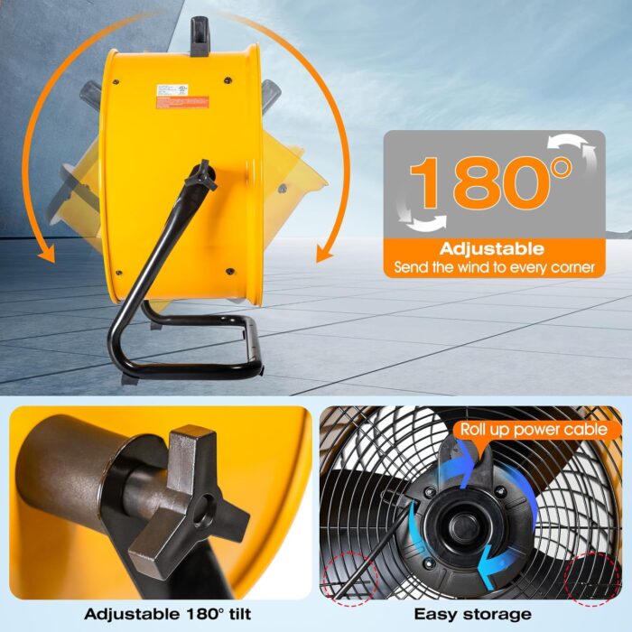 iLiving 18 in. Low Noise Turbo Fan 4019 CFM 3-Speed Portable Air Circulator for Shop, Office, Greenhouse, Home and Warehouse - Image 5