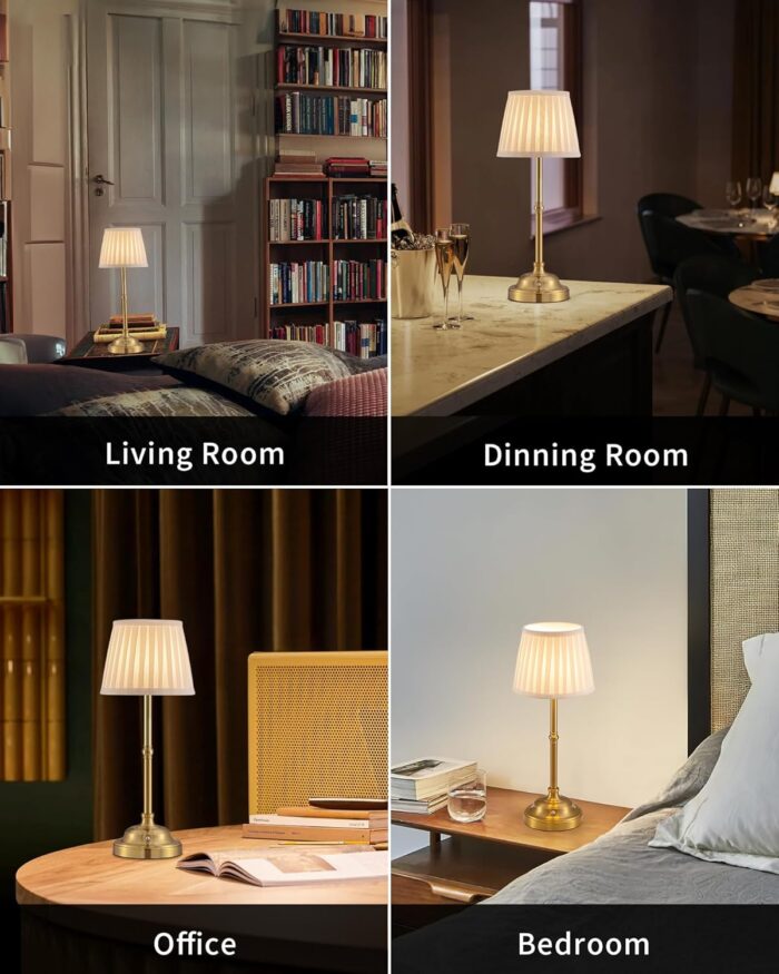 KDG Portables Cordless Table Lamp, Fabric Shade Desk Lamp, 5000mAh Rechargeable Battery Powered Lighting, Dimmable Light for Dining Room, Bedroom, Bedside, Bar, Night Light, Camping, Balcony (Bronze) - Image 6