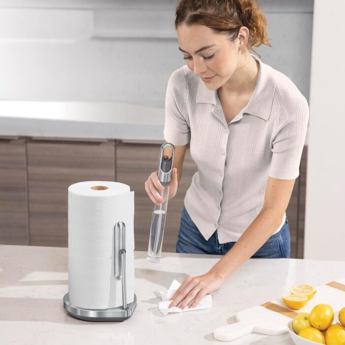 simplehuman Standing Paper Towel Holder with Spray Pump, Brushed Stainless Steel - Image 3