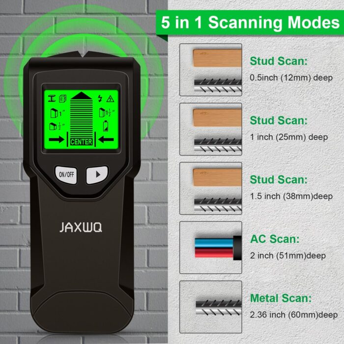 Stud Finder Wall Scanner - 5 in 1 Stud Finder Tool w/Microprocessor Chip and HD LCD Display, Stud Detector Beam Finders for the Center and Edge of Wood AC Wire Metal Studs Joist Pipe (Coal) - Image 3