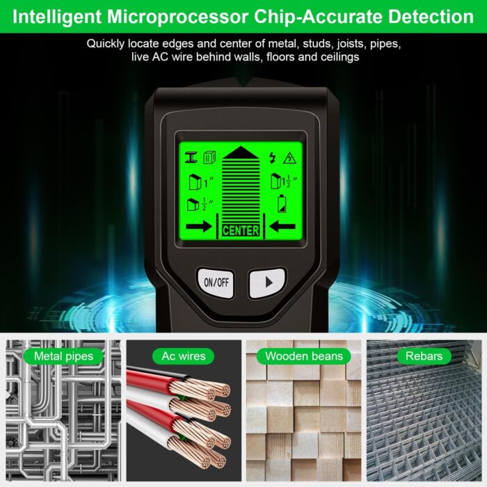 Stud Finder Wall Scanner - 5 in 1 Stud Finder Tool w/Microprocessor Chip and HD LCD Display, Stud Detector Beam Finders for the Center and Edge of Wood AC Wire Metal Studs Joist Pipe (Coal) - Image 2