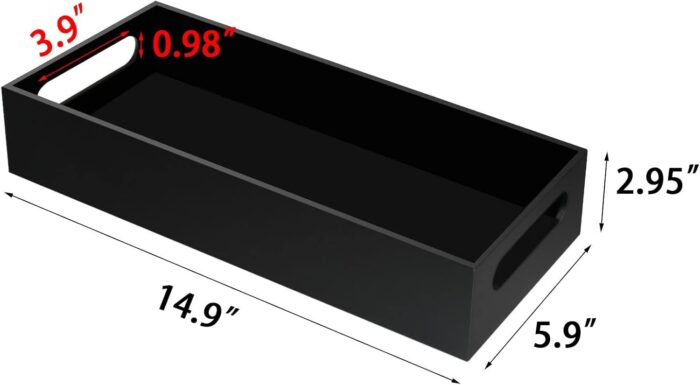 Tasybox Toilet Paper Holder with Storage, Acrylic Toilet Tank Tray, Black Bathroom Trays with Handles Vanity Tray for Home Decor - Image 3