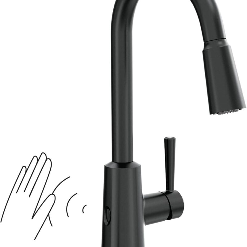 Moen Riley Matte Black Single Handle High Arc Pull Down Kitchen Faucet, 7402EWBL