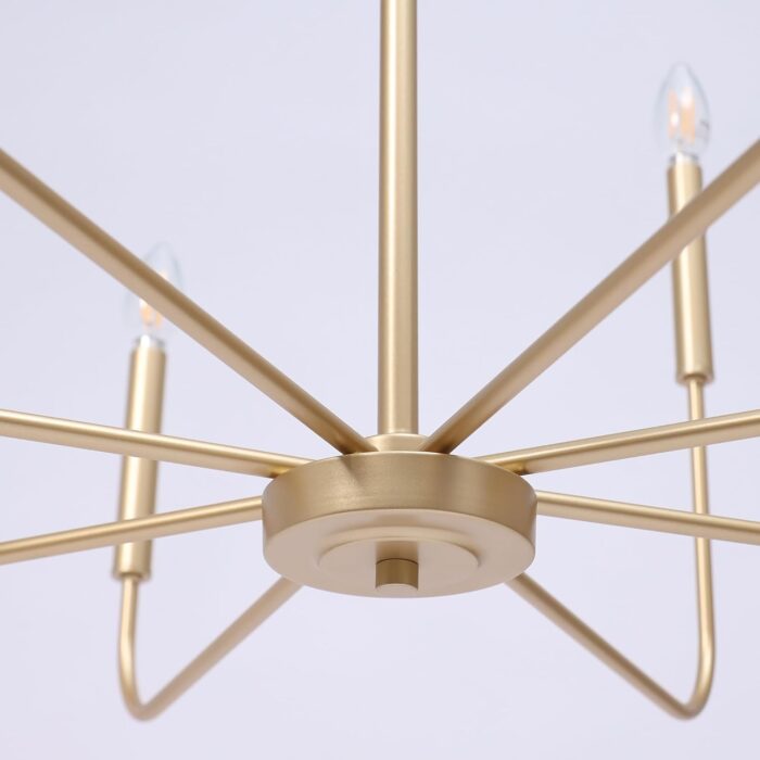 Gold Chandelier, 8-Light Farmhouse Dining Room Chandelier Over Table, 31.5'' Large Modern Chandeliers Hanging Light Fixture for Living Room Foyer Staircase High Ceilings - Image 7