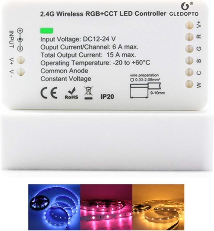 ZigBee 3.0 LED Strip Controller RGB+CCT Mix Dimmable Compatible with SmartThings Amazon Echo Plus App/Voice Control for RGB Warm White Cold White LED Strip Light (Require ZigBee Hub)