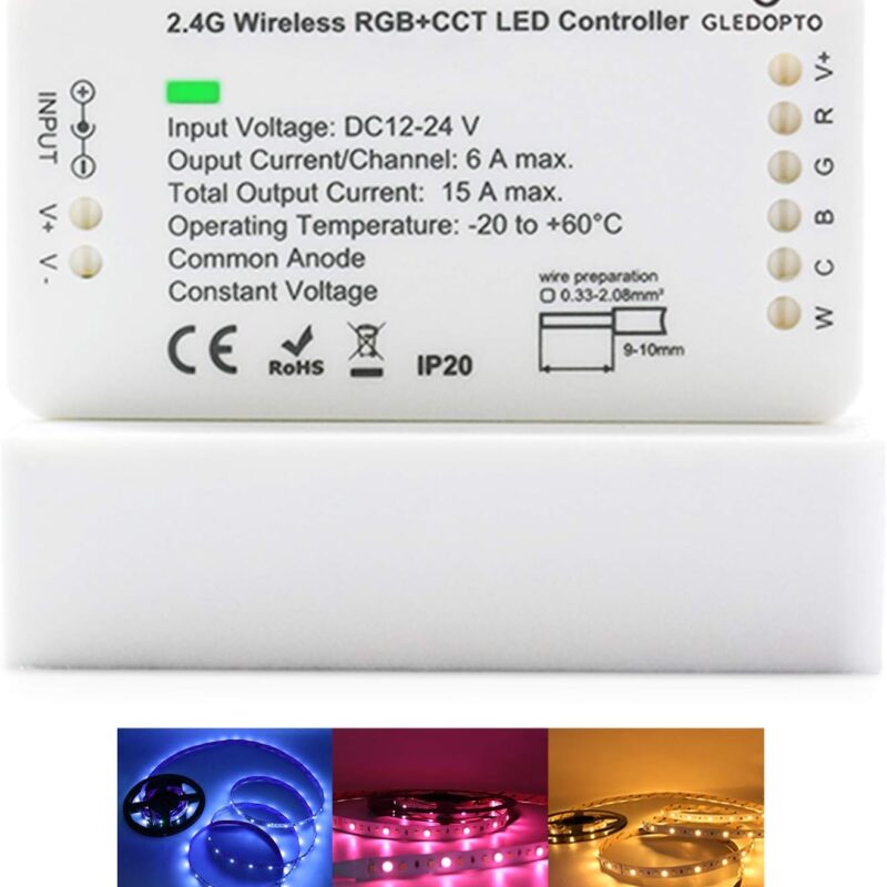ZigBee 3.0 LED Strip Controller RGB+CCT Mix Dimmable Compatible with SmartThings Amazon Echo Plus App/Voice Control for RGB Warm White Cold White LED Strip Light (Require ZigBee Hub)
