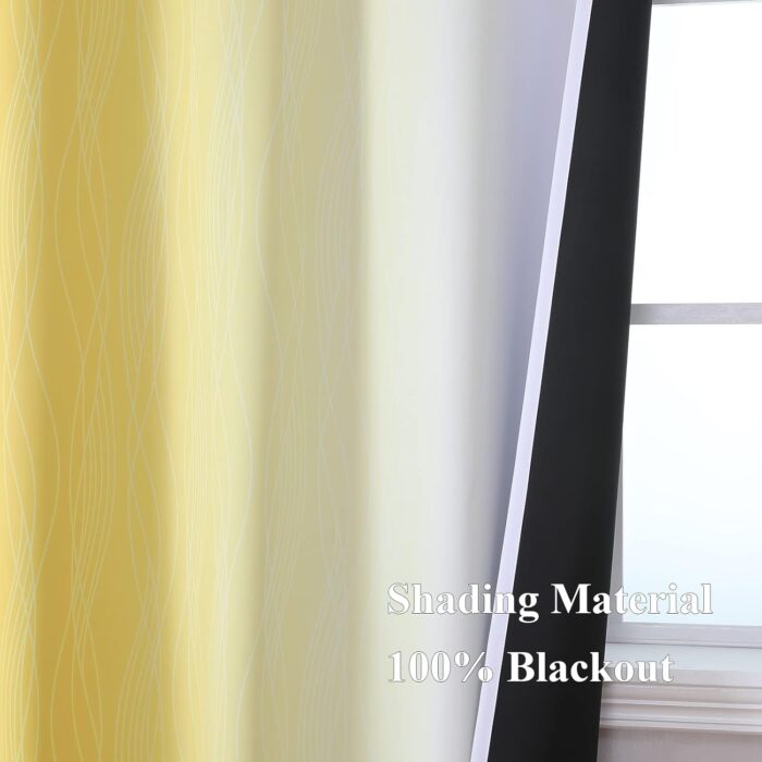 Estelar Textiler Yellow and Greyish White Blackout Curtains 45 Inch Length, Light Blocking Gradient Drapes for Kitchen, Thermal Insulated Grommet Ombre Curtains for Bathroom,52Wx45L,2 Panels - Image 5