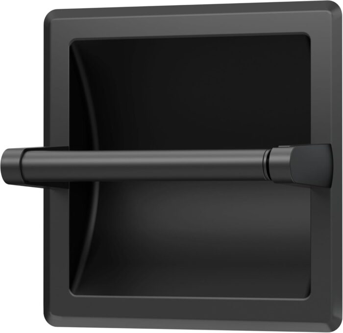 Gatco 752 Recessed Pivoting Toilet Paper Holder, Wall Mounted, Heavy Duty Metal Tissue Holder for Bathroom – Available in Matte Black - Image 2