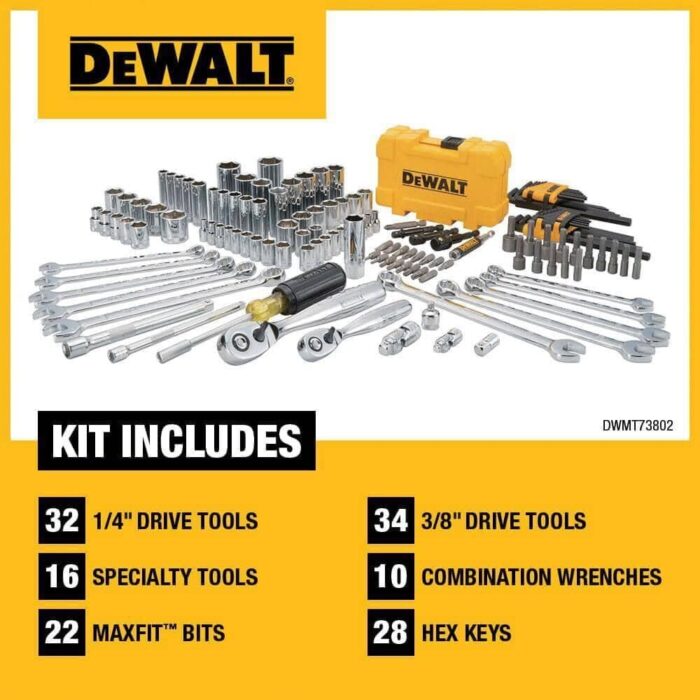 DEWALT Mechanics Tools Kit and Socket Set, 142-Piece, 1/4 & 3/8" Drive, MM/SAE (DWMT73802) - Image 5