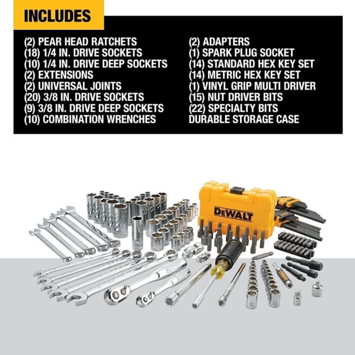 DEWALT Mechanics Tools Kit and Socket Set, 142-Piece, 1/4 & 3/8" Drive, MM/SAE (DWMT73802) - Image 3