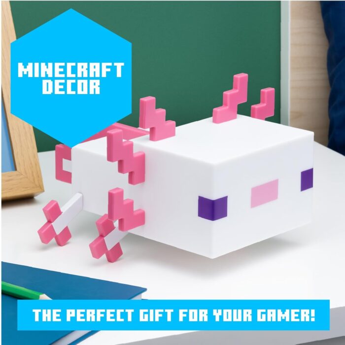 Paladone Minecraft Axolotl Light, Five Color Modes, Minecraft Lamp to Decorate Your Gaming Desk or Night Stand - Image 2