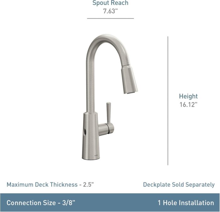 Moen Riley Matte Black Single Handle High Arc Pull Down Kitchen Faucet, 7402EWBL - Image 5