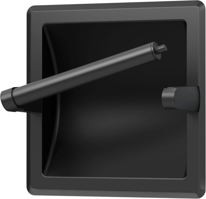 Gatco 752 Recessed Pivoting Toilet Paper Holder, Wall Mounted, Heavy Duty Metal Tissue Holder for Bathroom – Available in Matte Black