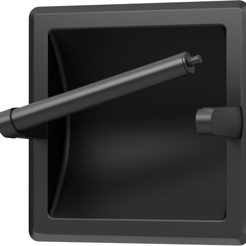 Gatco 752 Recessed Pivoting Toilet Paper Holder, Wall Mounted, Heavy Duty Metal Tissue Holder for Bathroom – Available in Matte Black