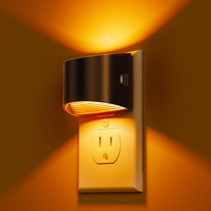 Night Light 2 Pack, L LOHAS LED Night Lights Plug into Wall, Dusk to Dawn Sensor Nightlight, 3 Level Brightness Adjustable, 1600K Amber Light