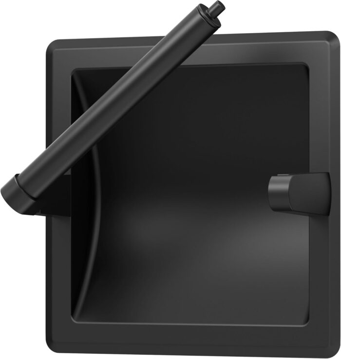 Gatco 752 Recessed Pivoting Toilet Paper Holder, Wall Mounted, Heavy Duty Metal Tissue Holder for Bathroom – Available in Matte Black - Image 3