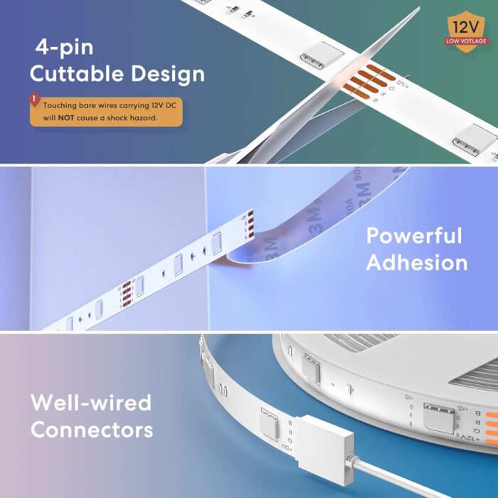 meross Smart LED Strip Lights Works with Apple HomeKit, 16.4ft WiFi RGB Strip, Compatible with Siri, Alexa&Google and SmartThings, App Control, Color Changing Led Strips for Bedroom, TV - Image 5