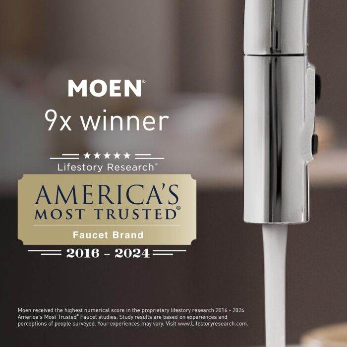Moen Riley Matte Black Single Handle High Arc Pull Down Kitchen Faucet, 7402EWBL - Image 9