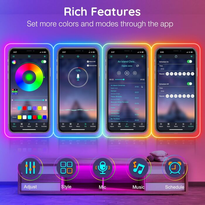 20Ft Neon Rope Lights,Flexible Led Rope Lights Control with App/Remote,Multiple Modes Rope Lights,IP65 Outdoor RGB Led Neon Lights Waterproof,Music Sync Gaming Led Neon Light Strip for Bedroom Decor - Image 7