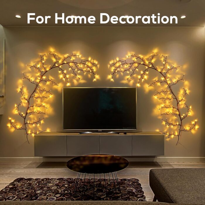 Enchanted Willow Vine Lights for Home Decor with 160LEDs, 8.2FT Wall Decoration Light with 8 Remote Control Modes (Black)(1PCS) - Image 4