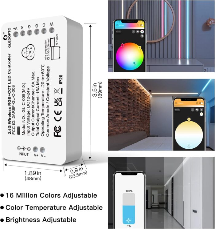 ZigBee 3.0 LED Strip Controller RGB+CCT Mix Dimmable Compatible with SmartThings Amazon Echo Plus App/Voice Control for RGB Warm White Cold White LED Strip Light (Require ZigBee Hub) - Image 5