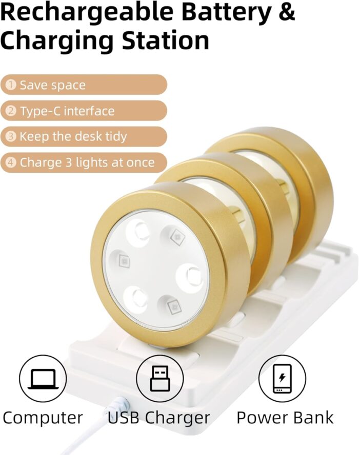 EZVALO Picture Lights for with Charging Station,Rechargeable Battery Magnetic Poster Lights with 2 Color Temps&12 RGB,Remote Dimmable Timer Light,Wall Decor Light for Art Display(6 Pack) - Image 2