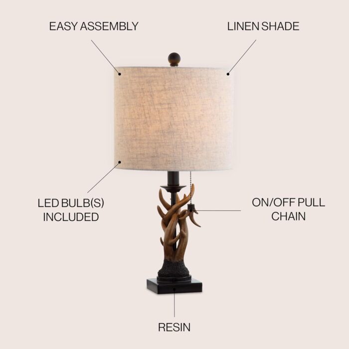 JONATHAN Y JYL1031A Gaston 20.5" Resin Mini LED Table Lamp, Farmhouse, Traditional, Cottage, Rustic, Office, Living Room, Family Room, Dining Room, Bedroom, Hallway, Foyer, Brown - Image 2