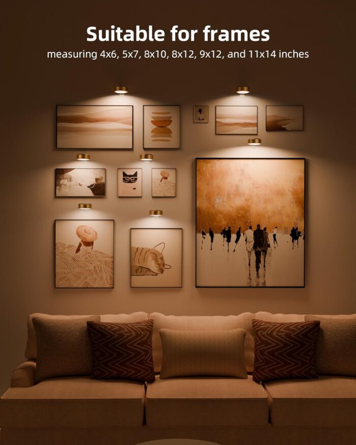 EZVALO Picture Lights for with Charging Station,Rechargeable Battery Magnetic Poster Lights with 2 Color Temps&12 RGB,Remote Dimmable Timer Light,Wall Decor Light for Art Display(6 Pack) - Image 6