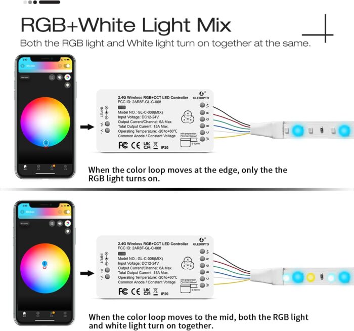 ZigBee 3.0 LED Strip Controller RGB+CCT Mix Dimmable Compatible with SmartThings Amazon Echo Plus App/Voice Control for RGB Warm White Cold White LED Strip Light (Require ZigBee Hub) - Image 2