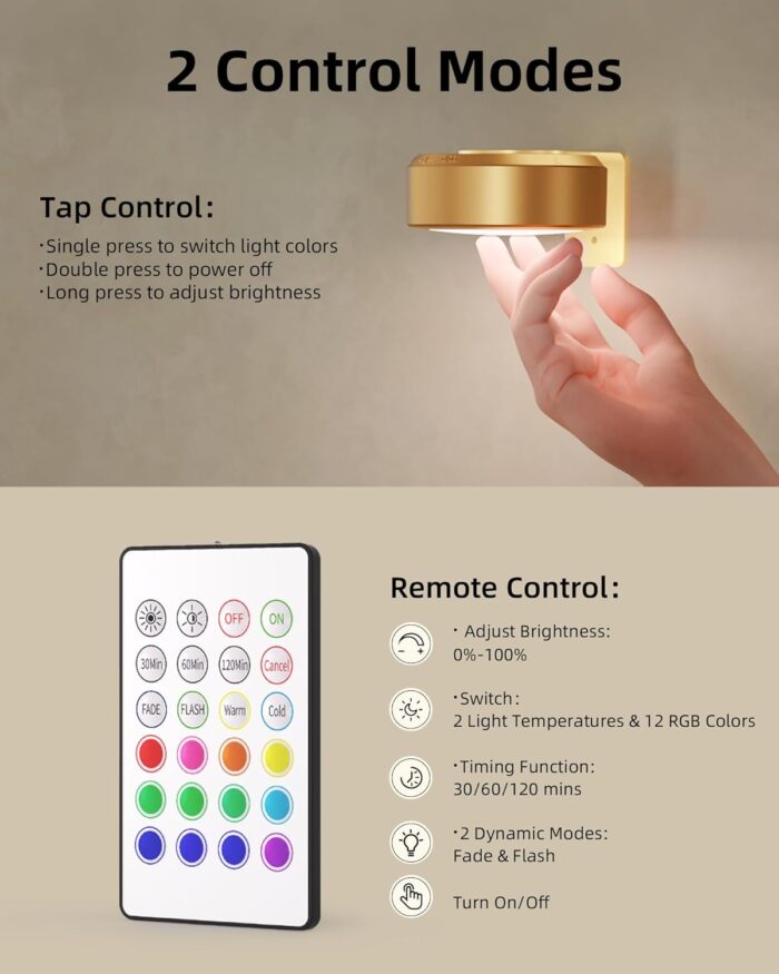 EZVALO Picture Lights for with Charging Station,Rechargeable Battery Magnetic Poster Lights with 2 Color Temps&12 RGB,Remote Dimmable Timer Light,Wall Decor Light for Art Display(6 Pack) - Image 7